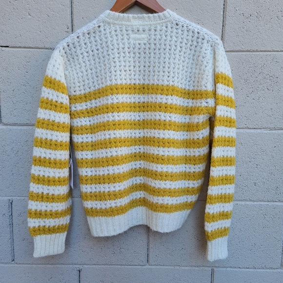 MOTHER | The Striped Alpaca-Blend Open Knit Sweater in Mostly Sunny NEW Sz Small - Picture 13 of 15